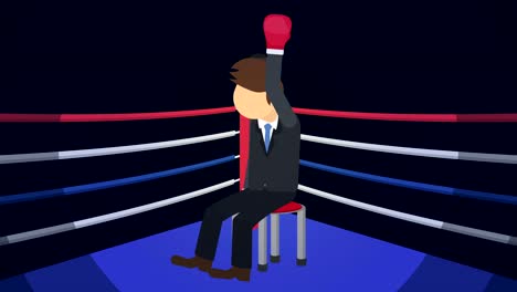 business man battle win in boxing gloves. business competition concept. loop illustration in flat style.