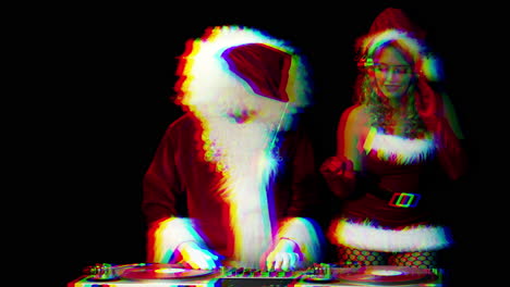 santa claus and woman in xmas costume for christmas time disco shoot