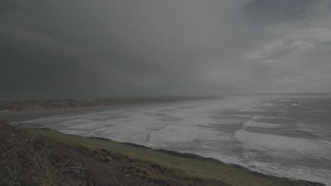 view of amazing sea landscape in devon england coast uk. surf spot with lot of waves