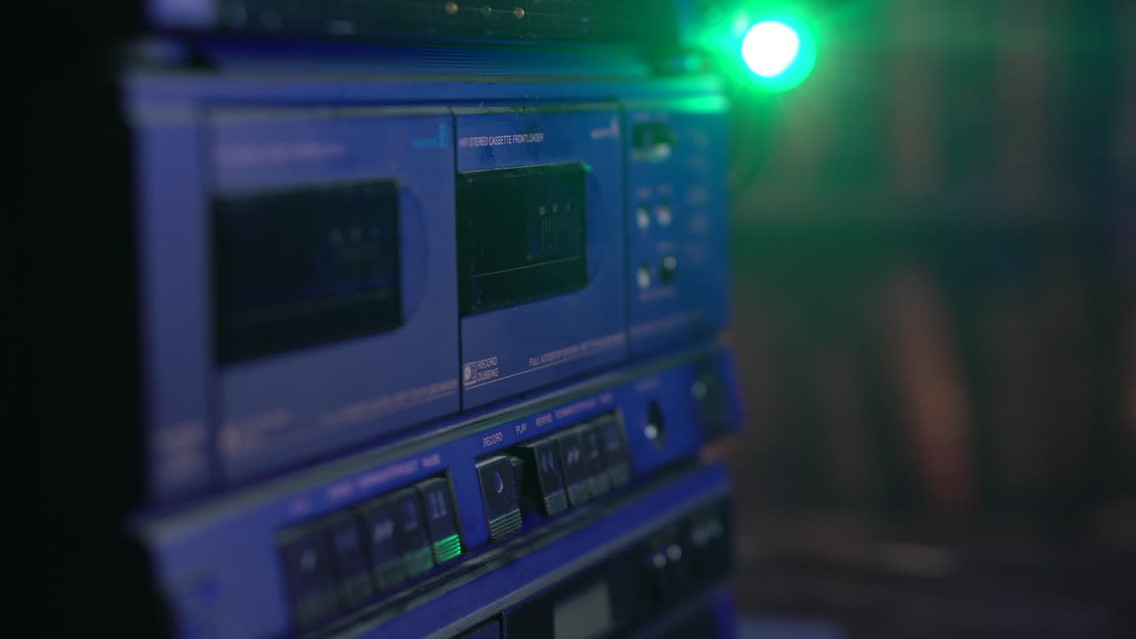 Audio Cassette Tape, Inserting and Starting Playback, Vintage Analog System From 1980's
