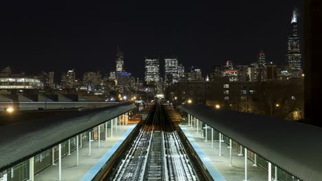 time lapse of cta trains at night in chicago in 4k