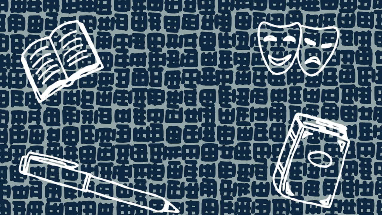 학교 아이템의 아이콘의 애니메이션과 패턴 위의 스페이스를 복사합니다.