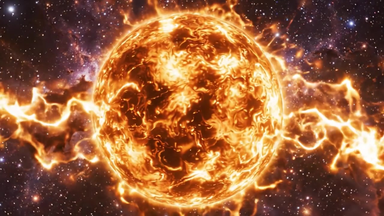 En kosmisk rejse: En fængslende visualisering af solens stråleglans mod universets stjernefyldte baggrund, der indfanger essensen af himmelske vidundere og skønhed