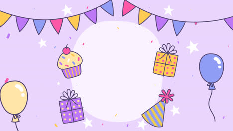 motion graphic of hand drawn childlike birthday instagram post