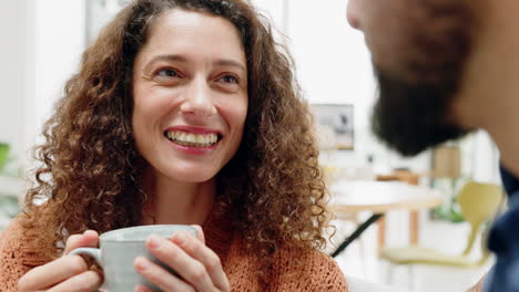 Couple,-coffee-and-laugh-man