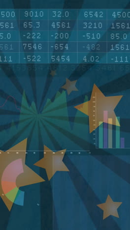 animation of american flag with statistics processing