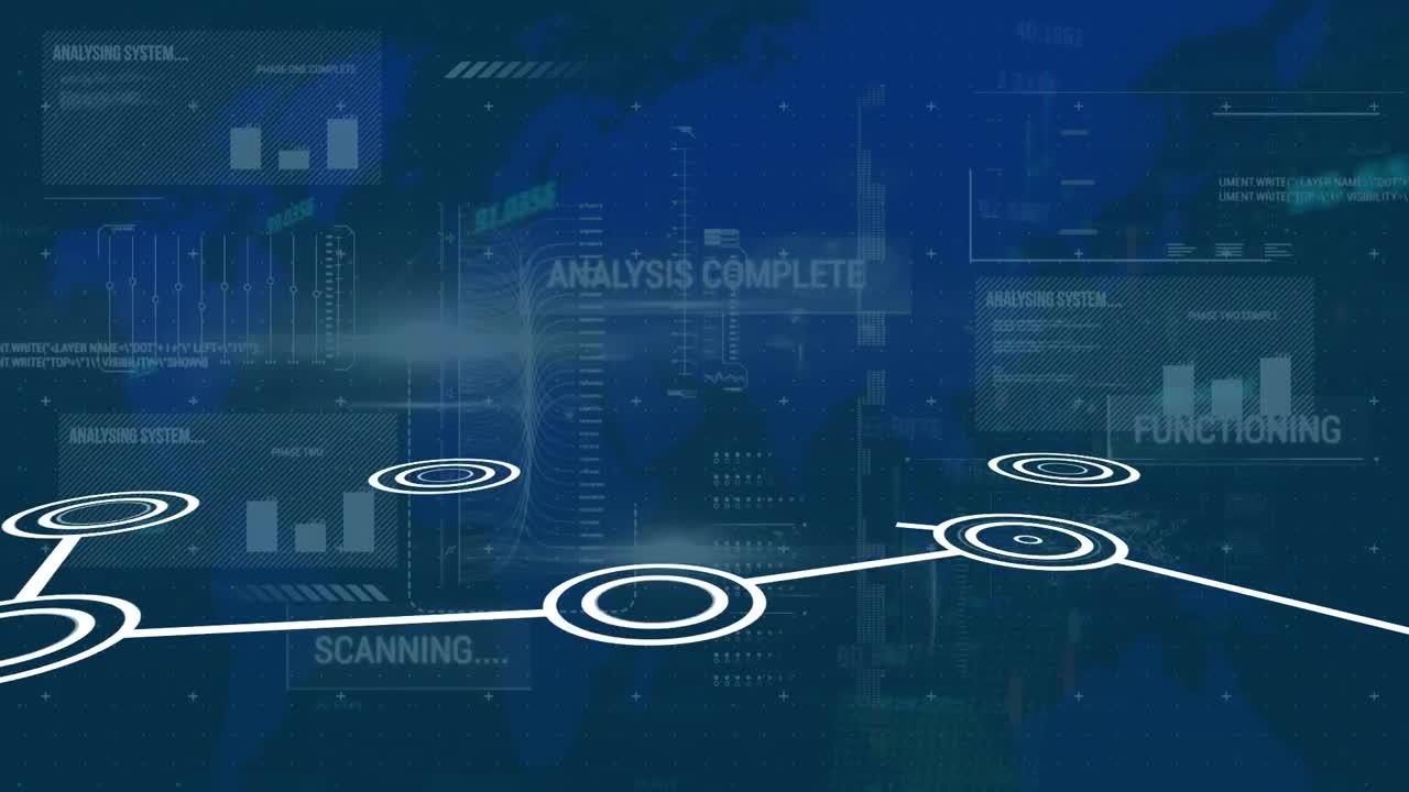 Animation of network of connections over data processing