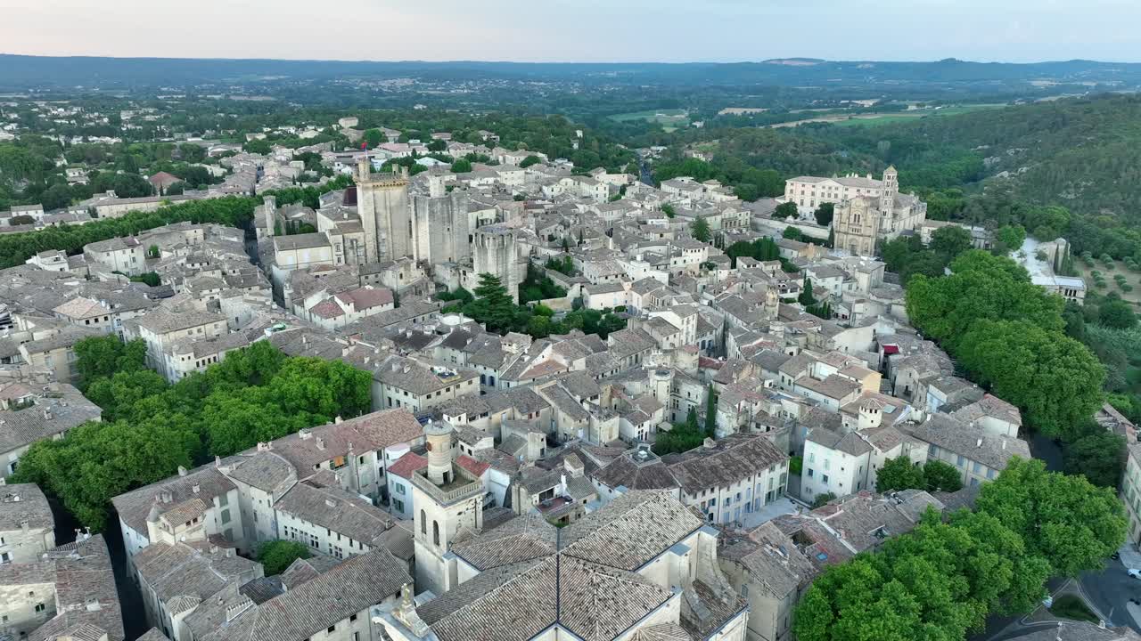 High Angle Aerial View Overhead Charming Uzes Medieval Town