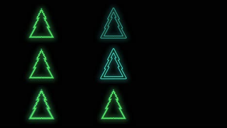 green christmas trees pattern with neon light
