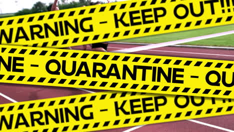 animation of word quarantine with runner in background