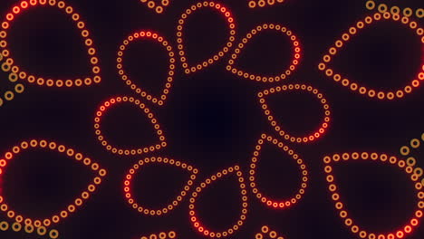 Neon-yellow-circles-in-spiral-with-dots-on-black-gradient