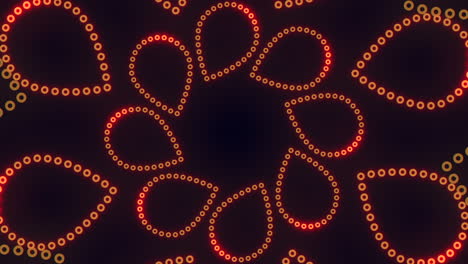 neon yellow circles in spiral with dots on black gradient
