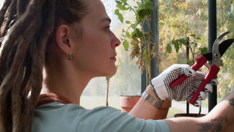 gardener working indoors