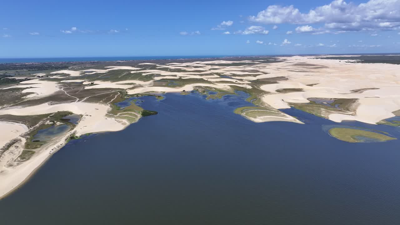 Portinho Lake At Luis Correia In Piaui Brazil. Freshwater Lakes Landscape. Sand Dunes Mountains. Portinho Lake At Luis Correia. Tourism Travel. Lencois Piauienses. Beach Background