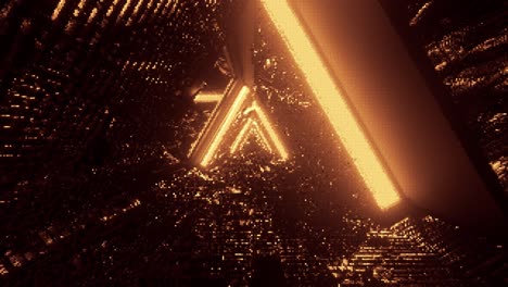 Gráficos-En-Movimiento-Computarizados-De-Inmersión-En-Un-Túnel-Espacial-Triangular-Reflectante-Dorado