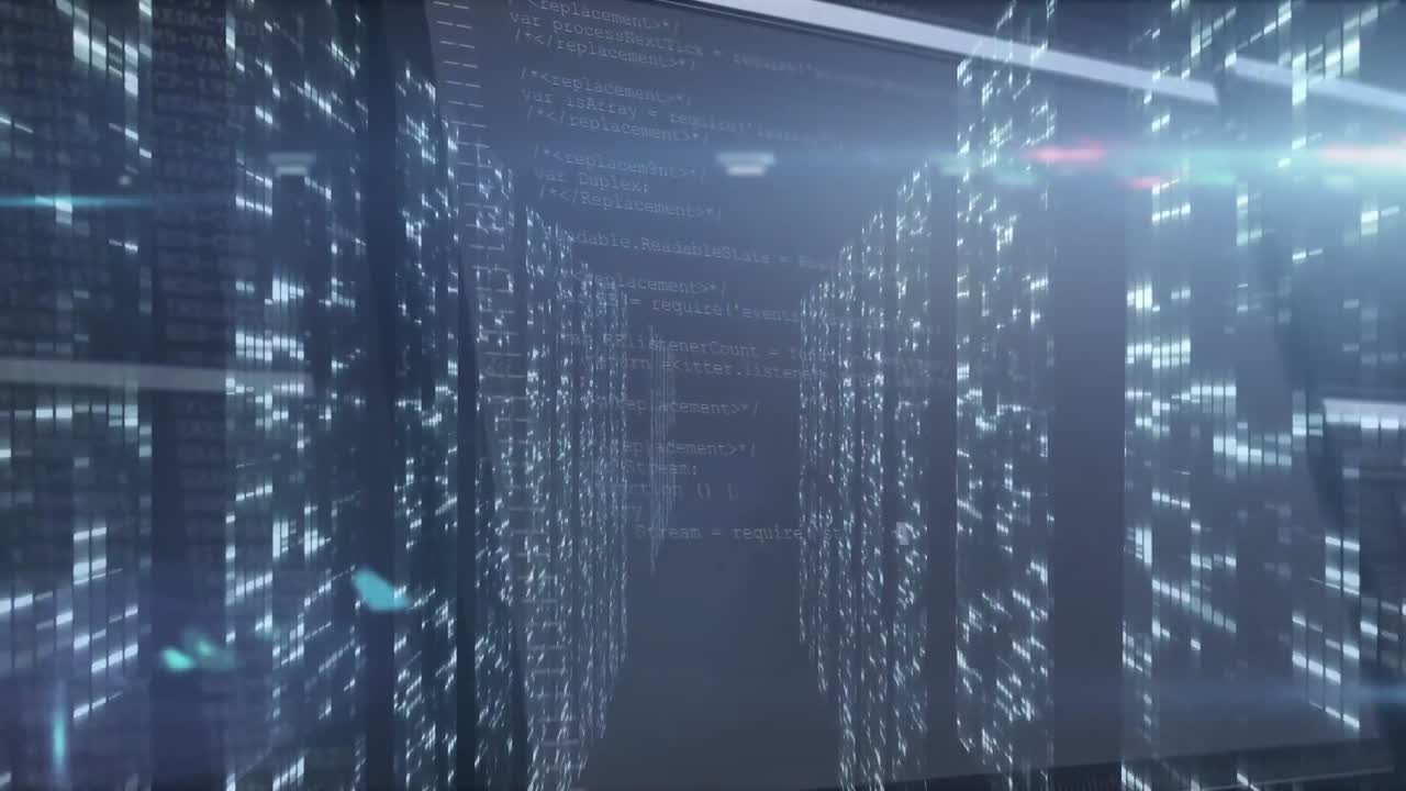 Animations of data processing on dark background