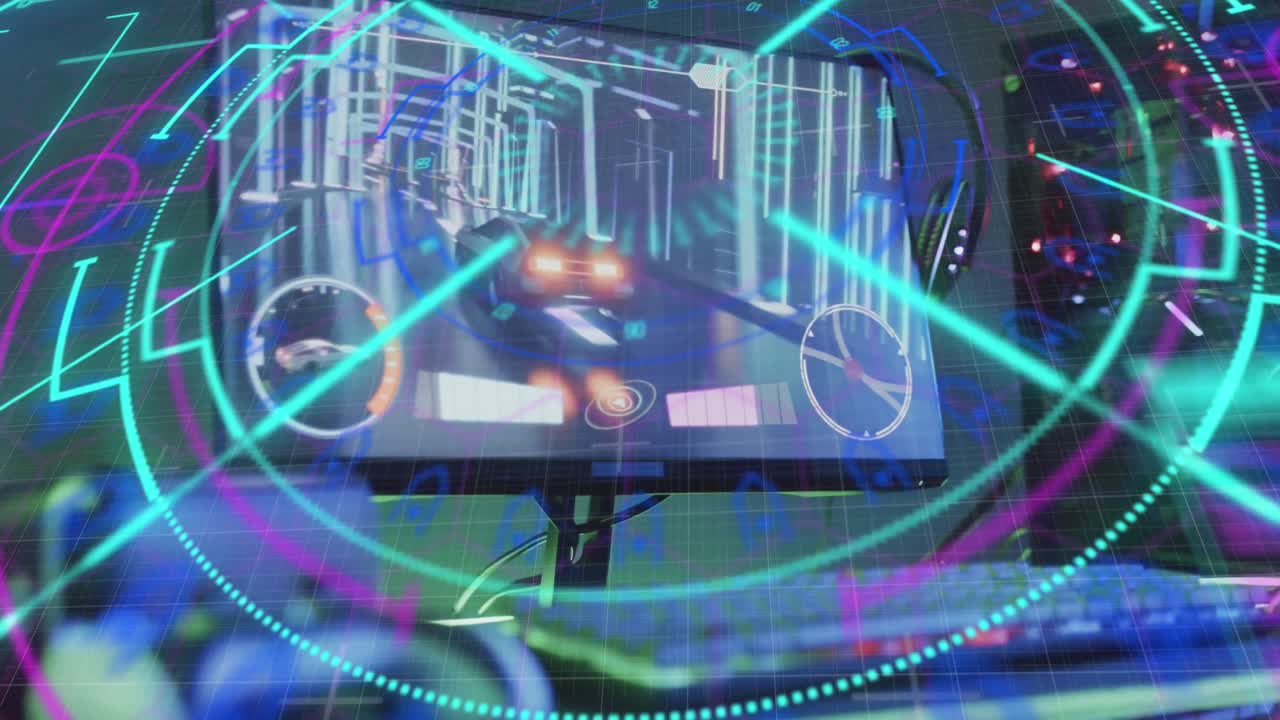 Animation of scope and data processing over video game computer equipment