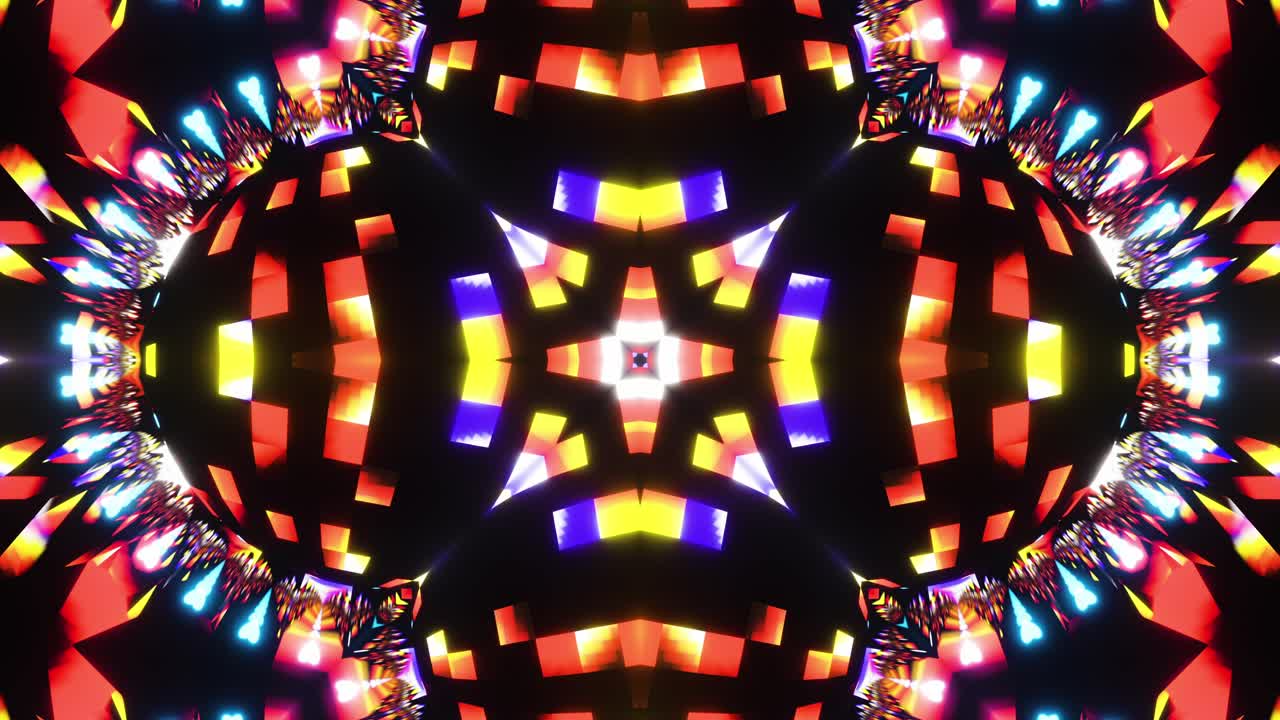VJ Loop Bola Disko Kaleidoskop Neon. Animasi tanpa jeda.