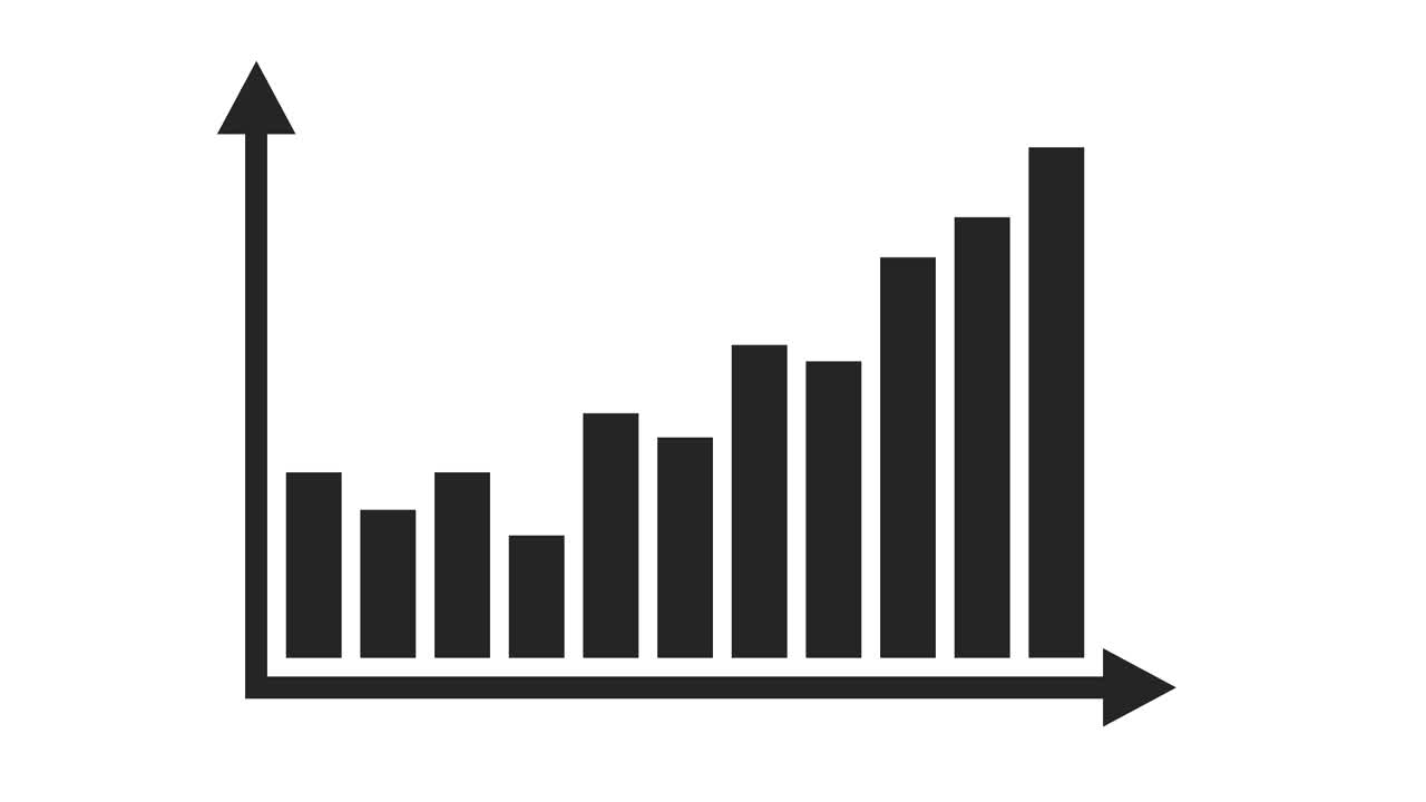 diagrama de gráfico con eje de flechas. animación con mate de luma opcional. matte de luma alfa incluido. video 4k