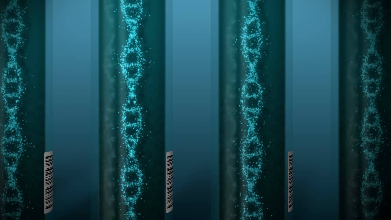 molécula de adn en tubo de ensayo. hélice de adn como símbolo para la genética. equipo de prueba. concepto de medicina y tecnología. animación de bucle.