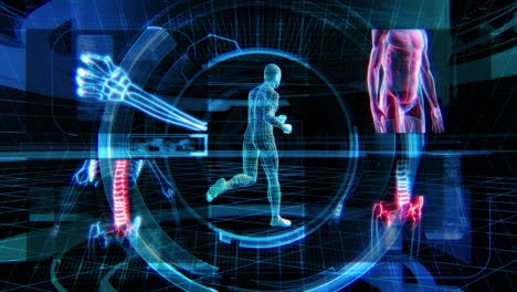 bionic tech 3d medical human man running (loop)