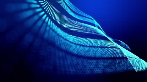 4k círculo de fondo abstracto de partículas de brillo forman líneas, superficies como paisaje futurista en el ciberespacio o holograma. tema de ciencia ficción de microworld, nanotecnología o espacio cósmico. rayas azules 12