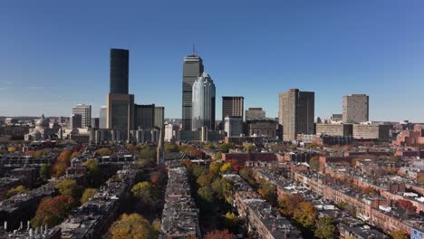 boston, massachusetts city skyline aerial drone shot