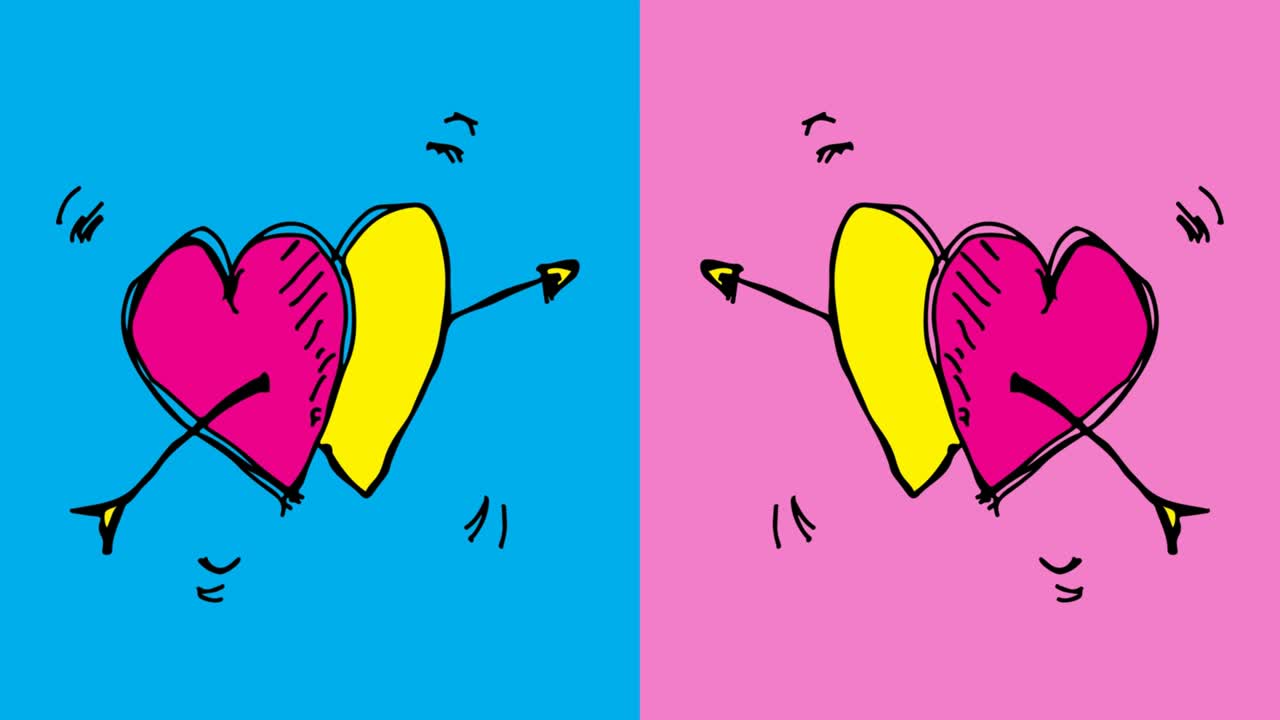 bambini che disegnano pop art sullo sfondo senza cuciture con il tema dell'amore