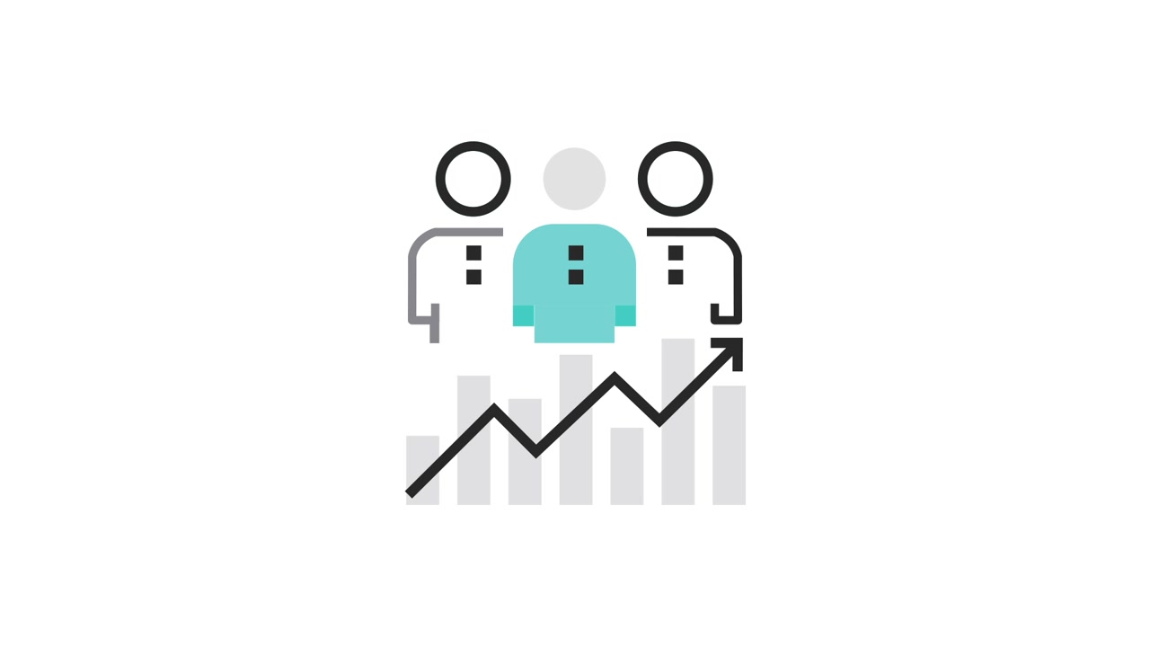 Animated Bar Chart with Upward Trend and Team Icons
