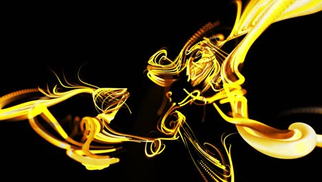 abstract beautiful background of glowing yellow flow of lines made of particles. lines grow and form abstract beautiful curls in space. beautiful stream of bunch lines in motion. beautiful curls.