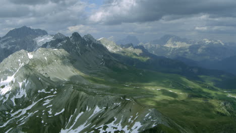 breathtaking mountain scenery of the austrian alps in summer, helicopter aerial flight