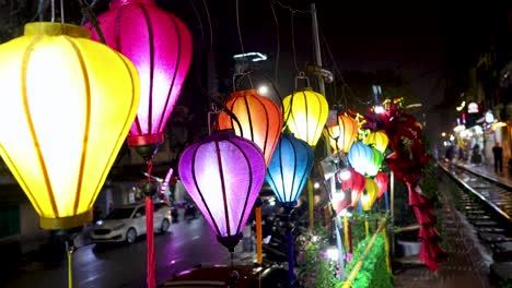 vibrant lanterns illuminate a bustling hanoi street