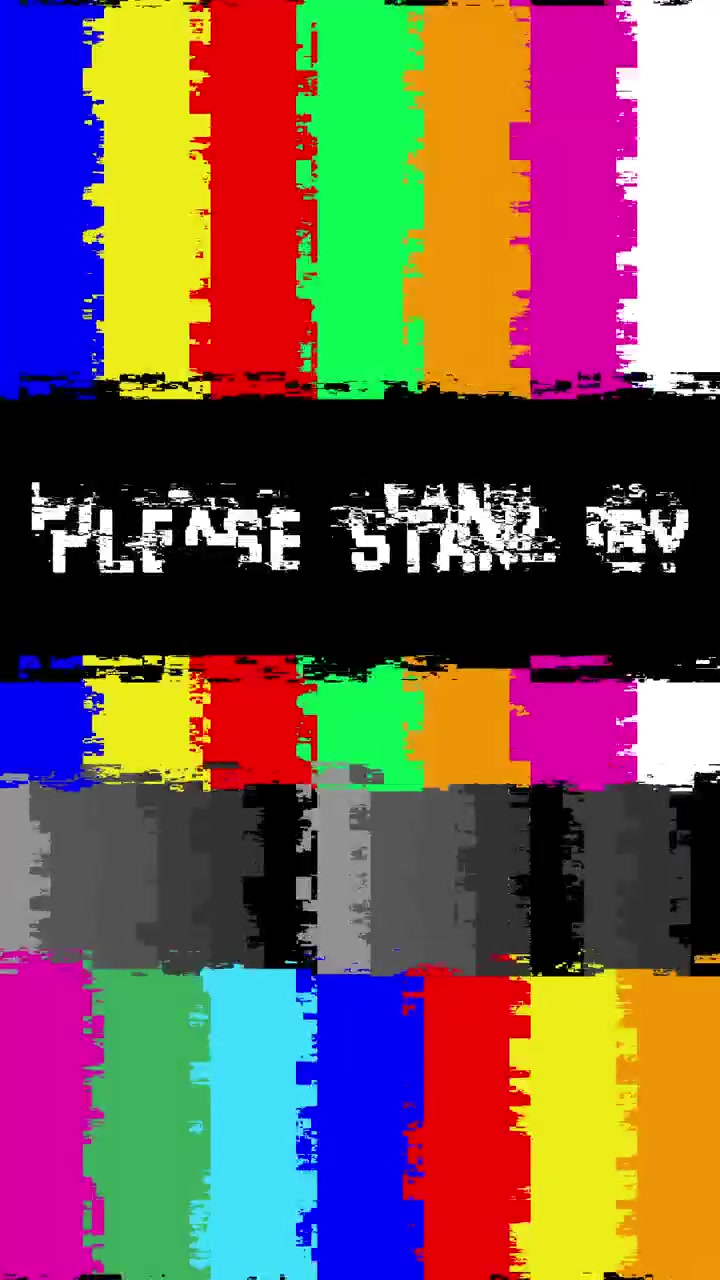 Glitching Television Test Pattern with 'Please Stand By' Message