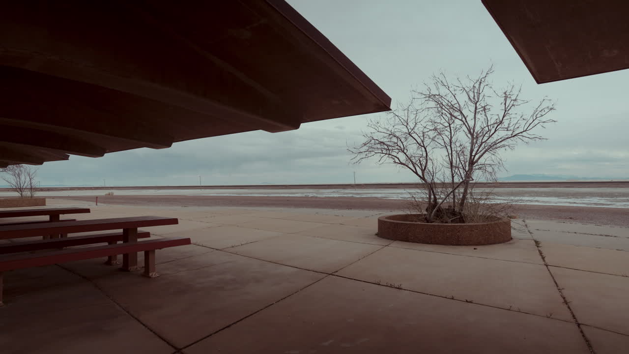 Abandoned Picnic Area Overlooking a Desert Landscape