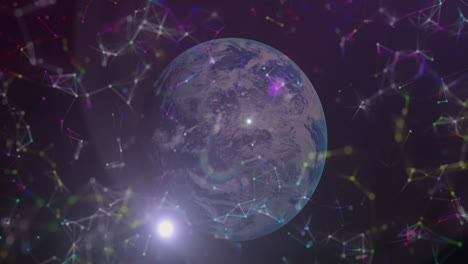 animación de redes de conexiones en todo el mundo sobre un fondo púrpura