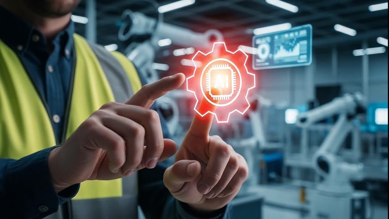 Engineer Integrating AI Technology into a Smart Factory Automation System
