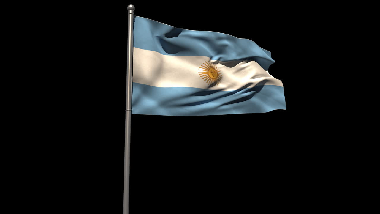 bandera nacional argentina ondeando en el mástil de la bandera