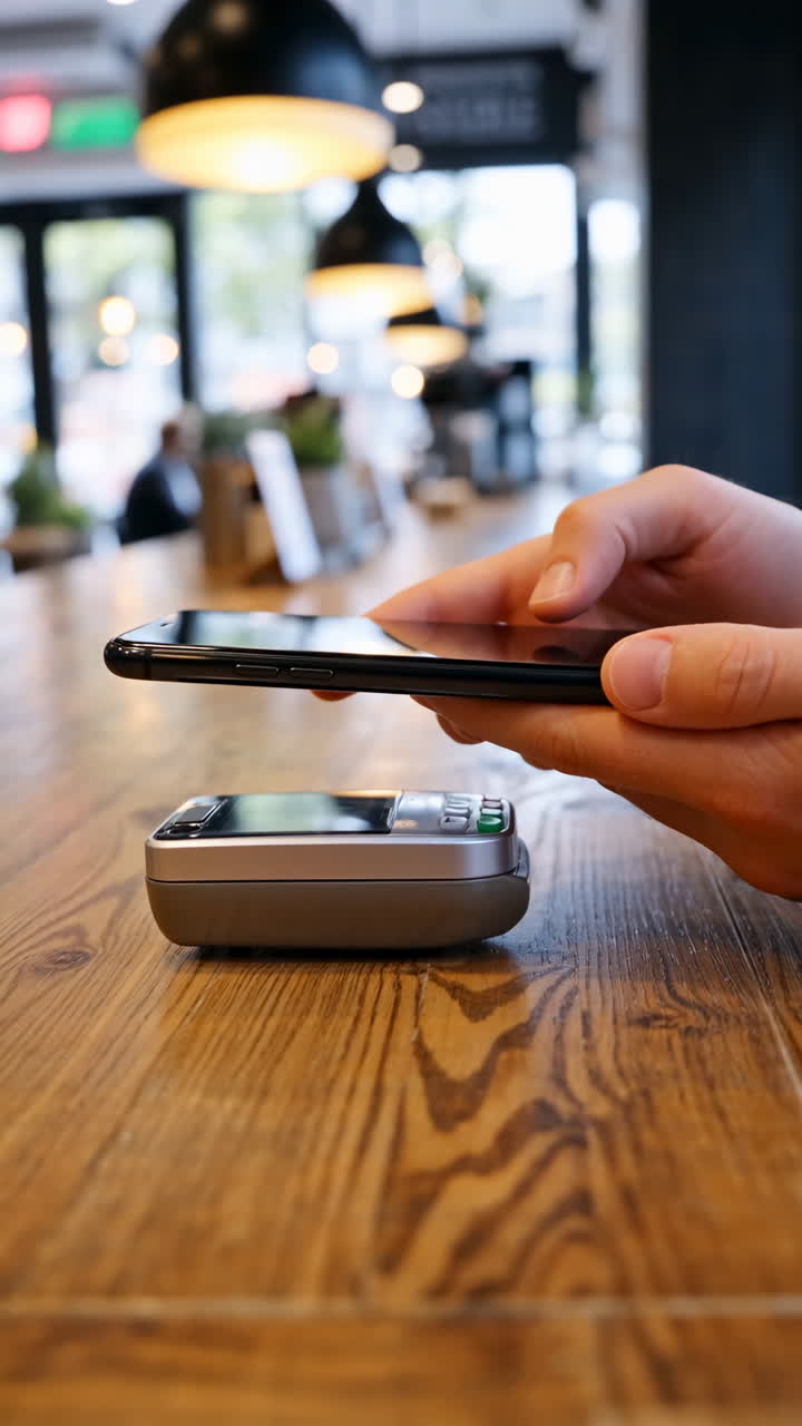 Contactless mobile payment using a smartphone at a cafe