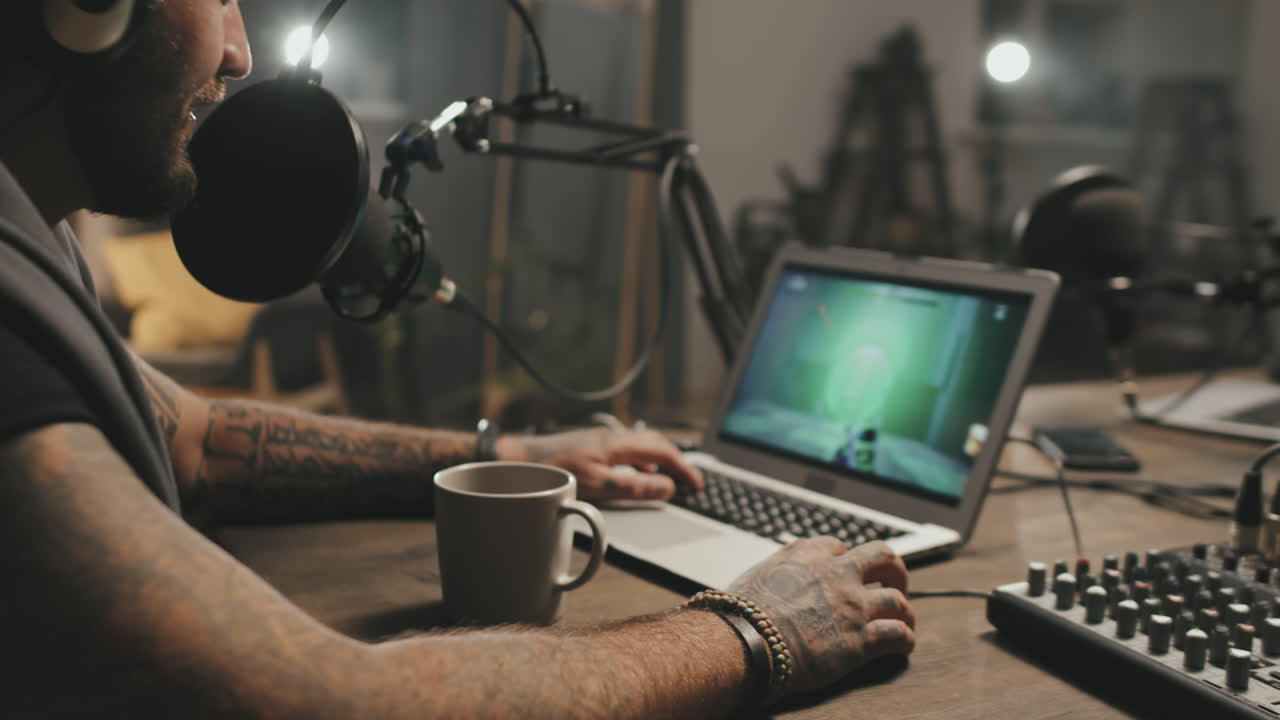 Cheerful Man Live-Streaming Video Game