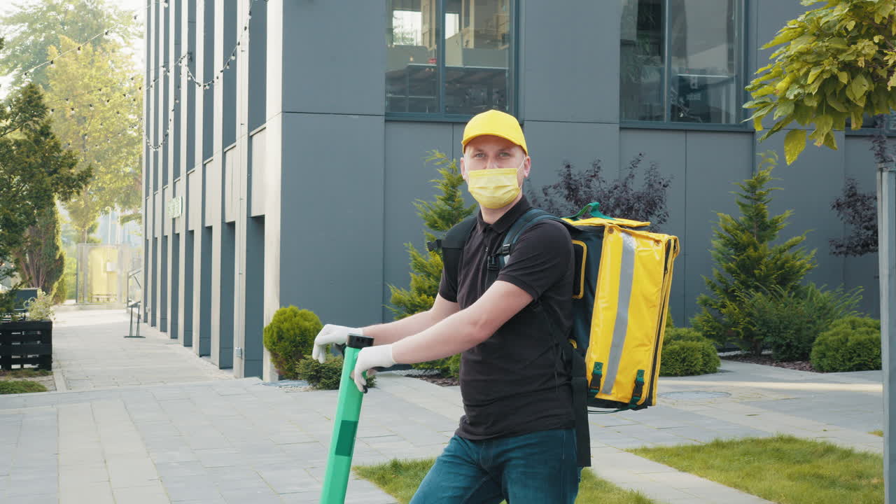 Delivery Person on Scooter, Wearing a Mask