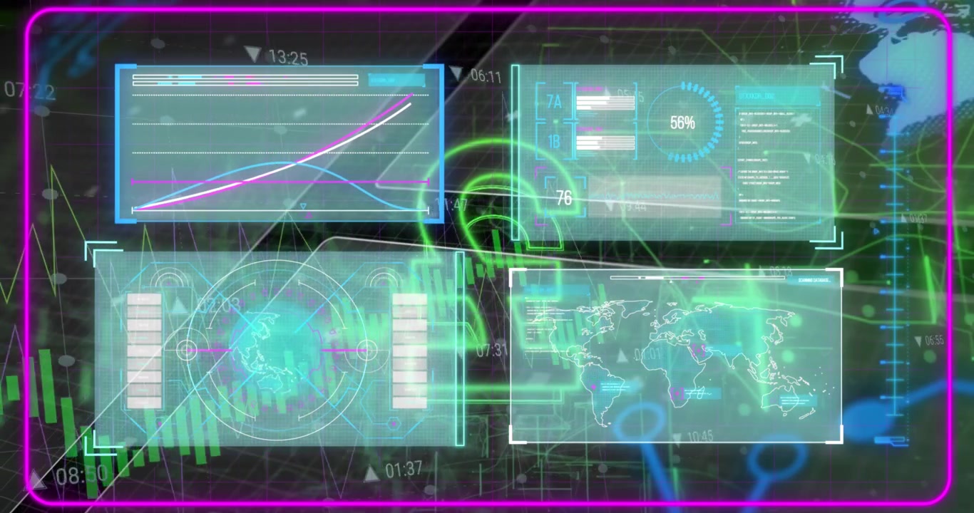 Animation of data processing over pound symbol