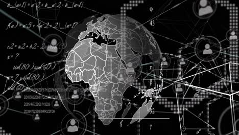 Animation of data processing over globe and connections