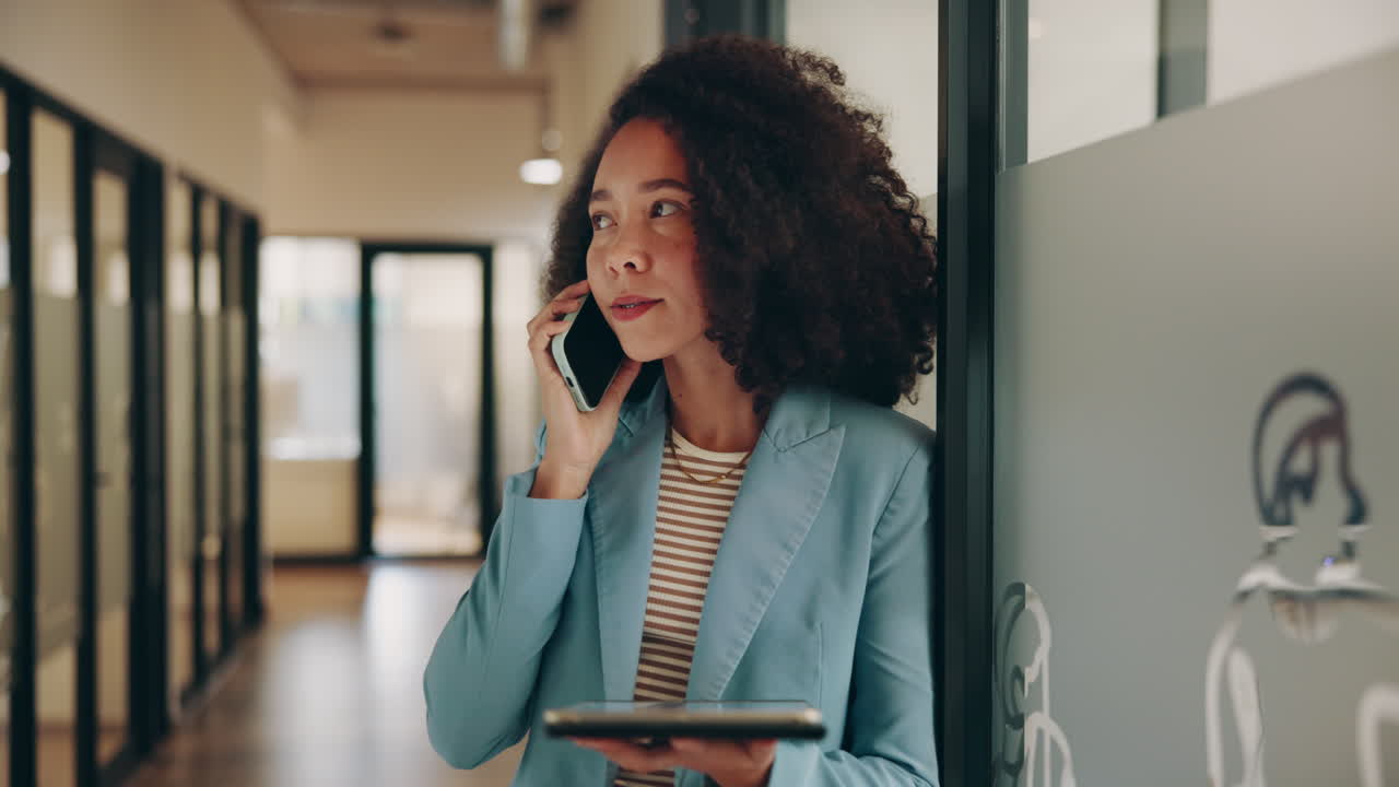 Businesswoman on a phone call in an office