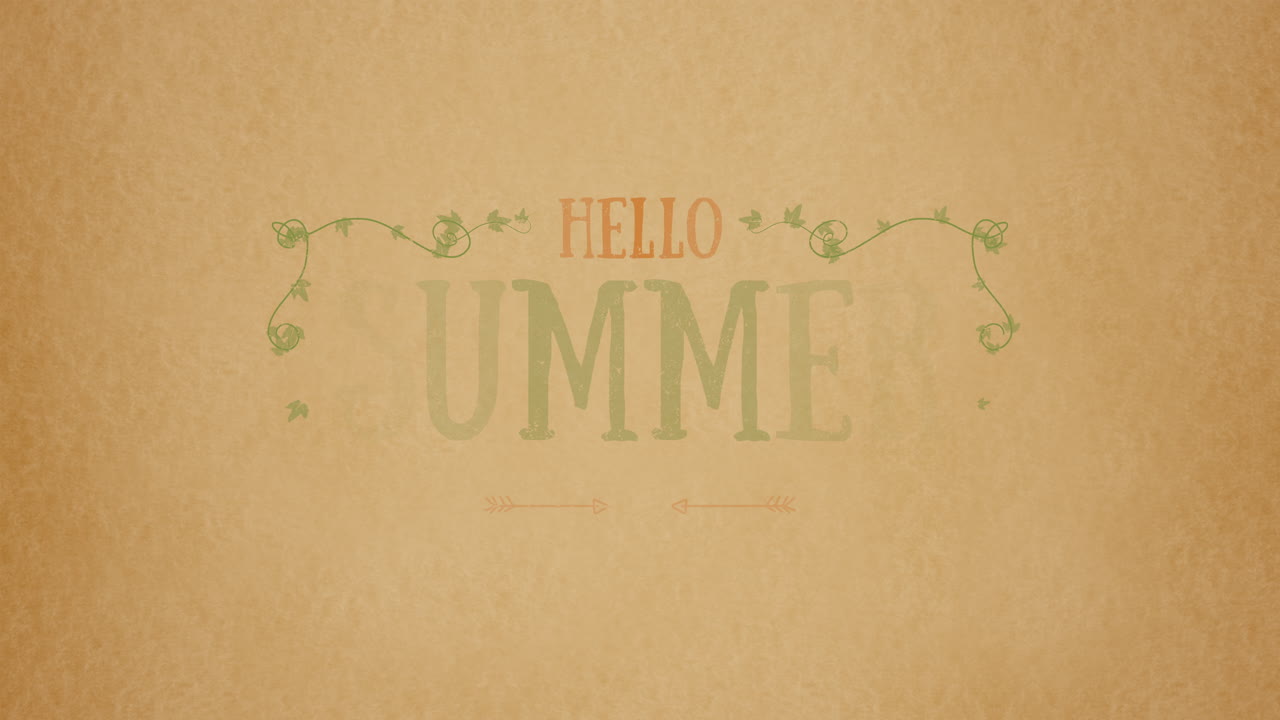 갈색 그라데이션에 잎의 가지와 안녕하세요 여름