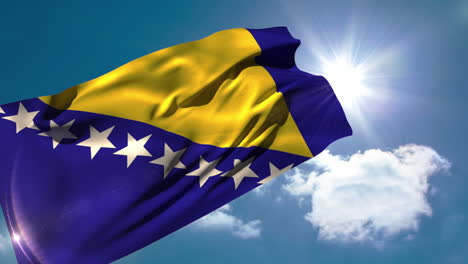 bosnia national flag blowing in the breeze