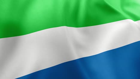 waving flag of sierra leone animation, green, white, and blue horizontal stripes, national symbol