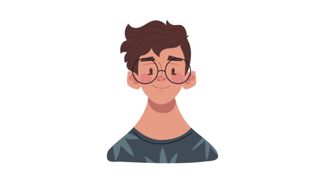 young man wearing eyeglasses character animation