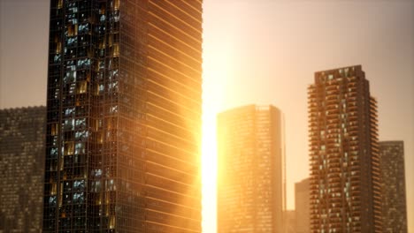 sunset-aerial-shot-of-skyscrapers-of-business-centre