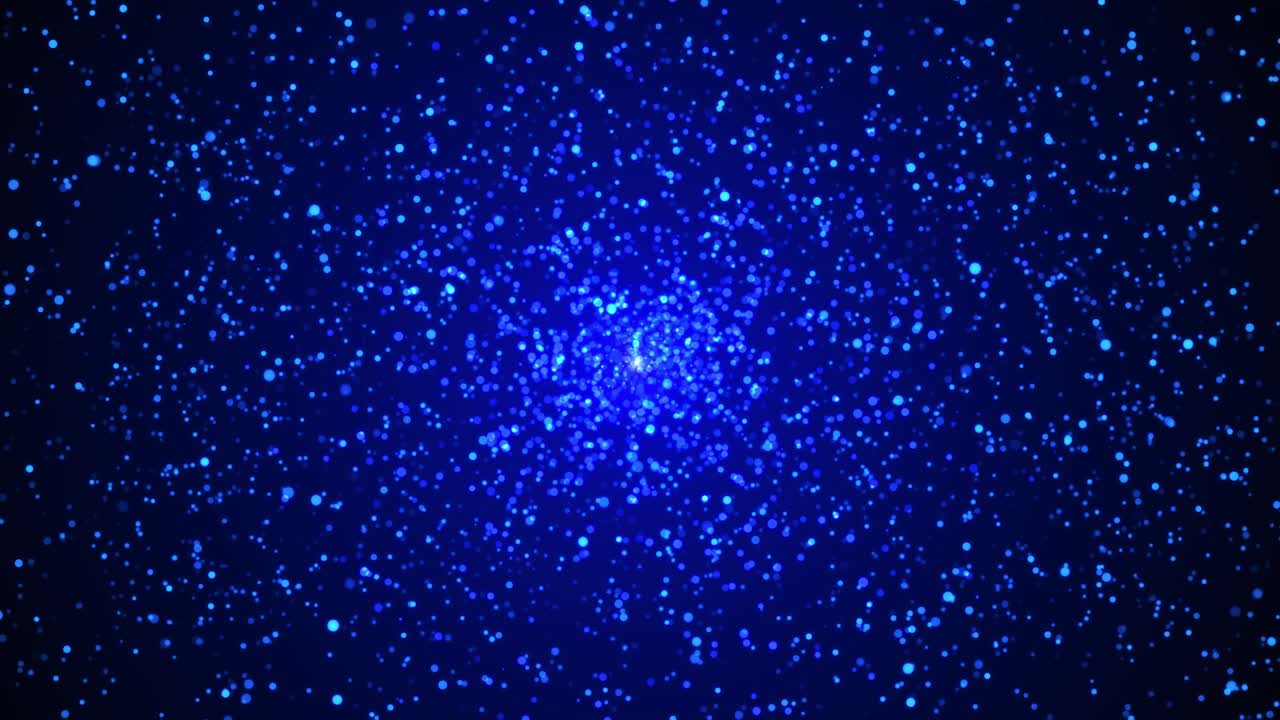 Fondos abstractos en 4K de partículas lujosas con brillo azul, nuevas luces de movimiento para eventos