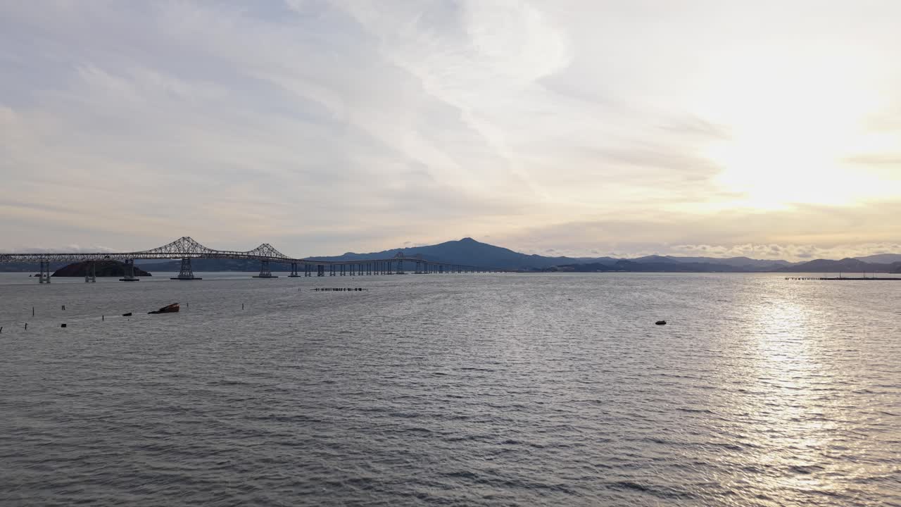 Drone footage reveals the natural contours of Point Molate’s coast, with the Richmond San Rafael Bridge in the distance.